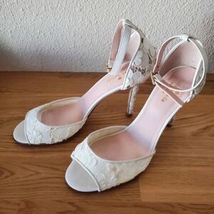 kate spade Ivory Lace Open-Toe Ankle-Strap Heels